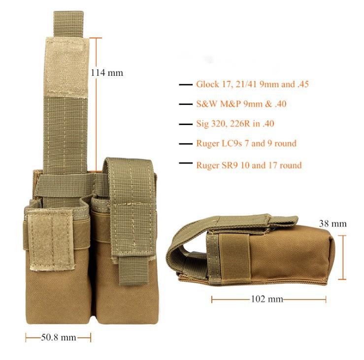 Tactical MOLLE Double Magazine Pouch with MOLLE Strap