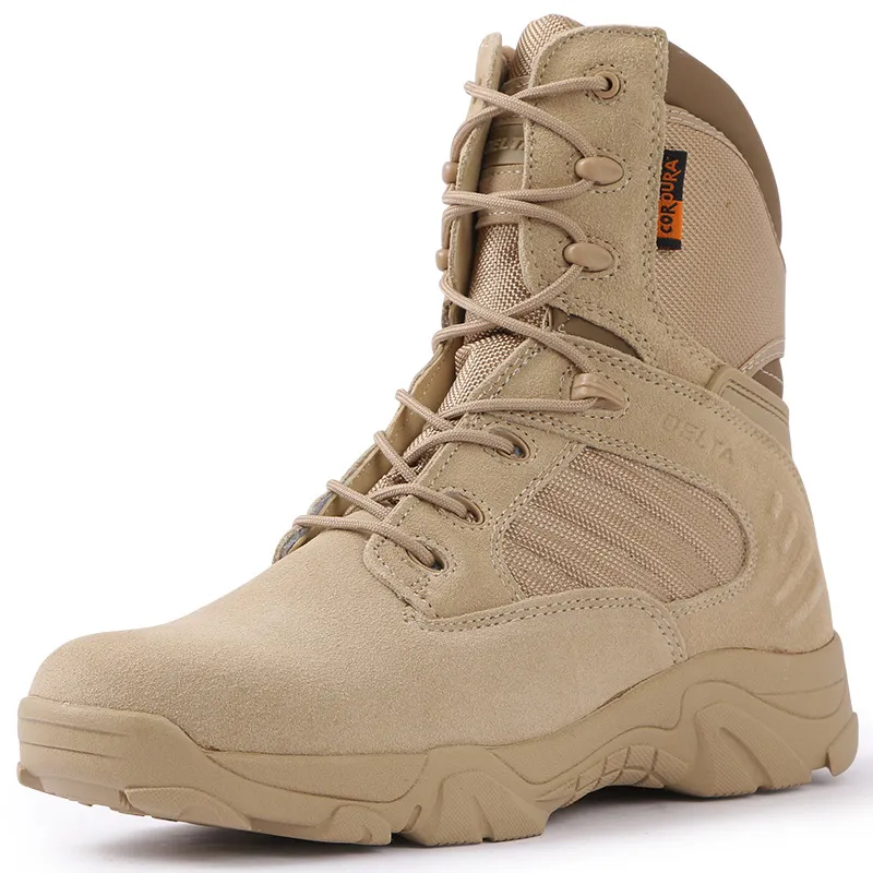 Lever Outdoor Men High-Top Tactical Boots, Anti-Collision Desert Combat Boots, Non-Slip Waterproof Climbing Hiking Boots