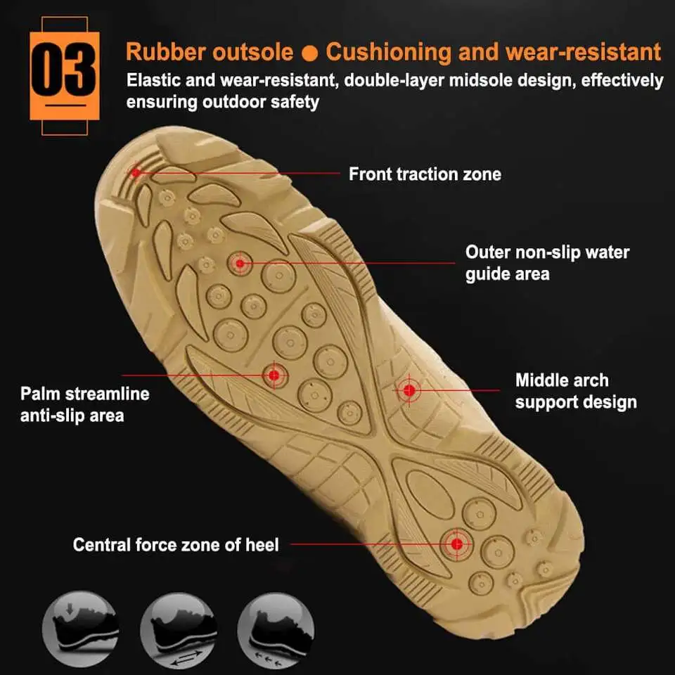 Botas táticas masculinas de cano alto Lever Outdoor, botas de combate no deserto anti-colisão, botas antiderrapantes para escalada à prova d'água