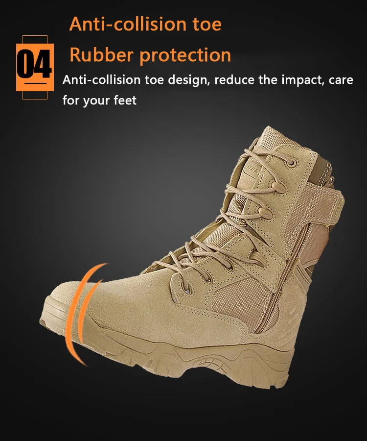 Lever Outdoor Men High-Top Tactical Boots, Anti-Collision Desert Combat Boots, Non-Slip Waterproof Climbing Hiking Boots