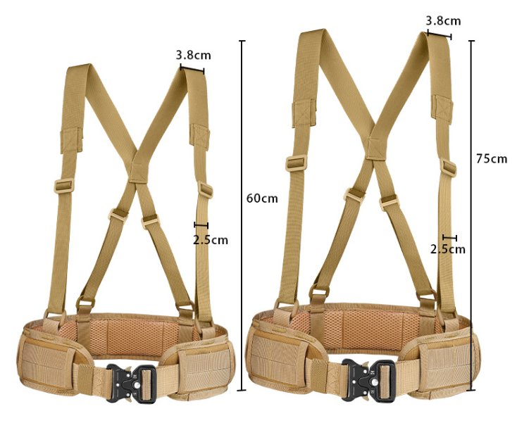 Cinturón táctico de palanca con tirantes en forma de X, correas libres, cinturón Molle acolchado de combate Airsoft