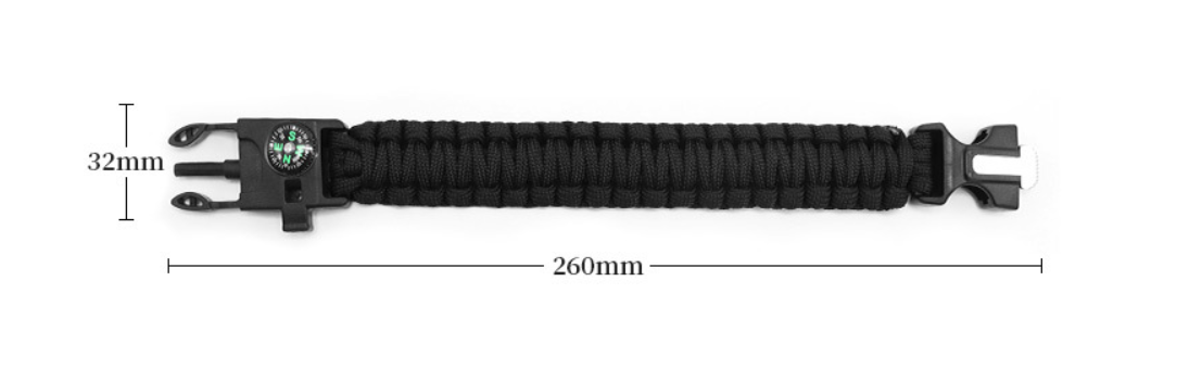 Survival bracelet 5in1 compass flint rope knife