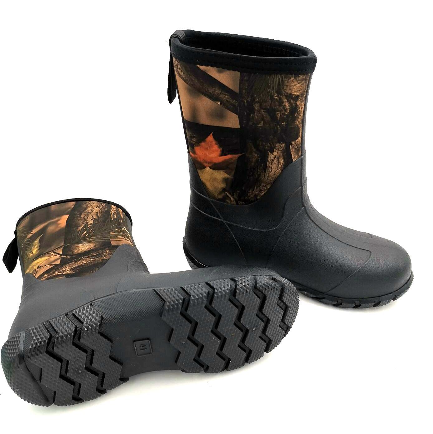 Mid Calf Warm Durable Waterproof Outdoor Utility Camo Rubber Rain Boot for Hunting  Snow Mud Work Boots