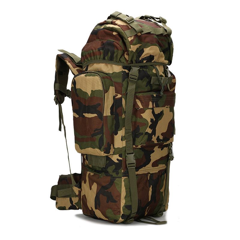 Saco de camuflagem de combate tático Lever Pacote de esportes ao ar livre Caminhada Mochila Molle 65L 