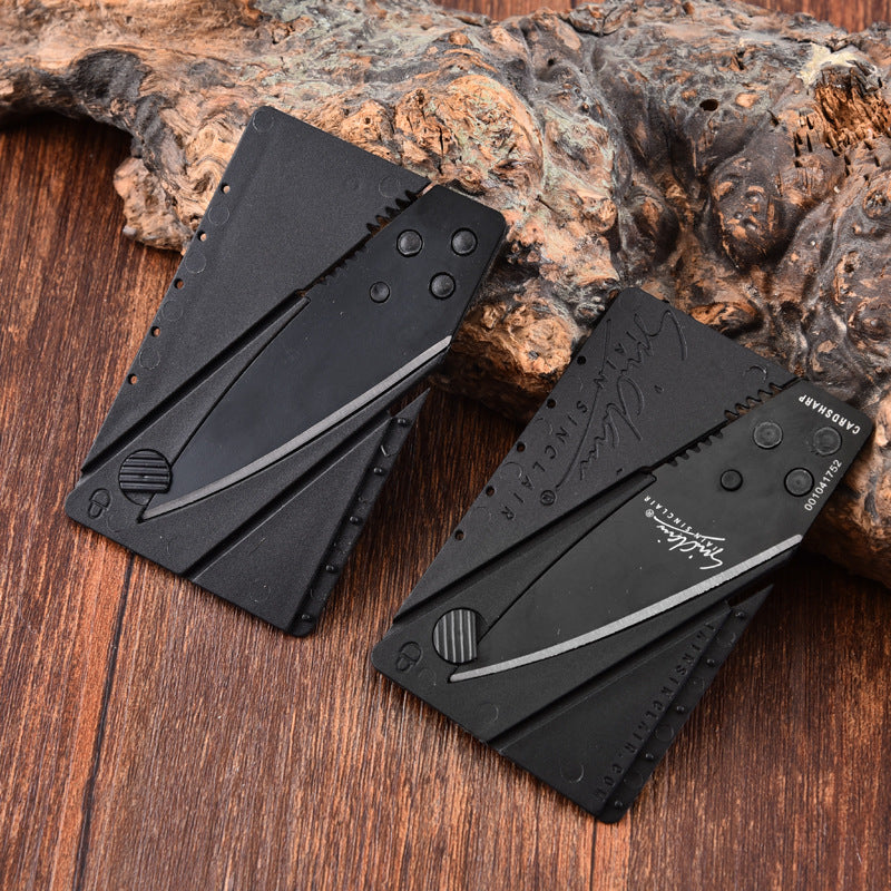 Black Card Sharp Design Folding Knife Black