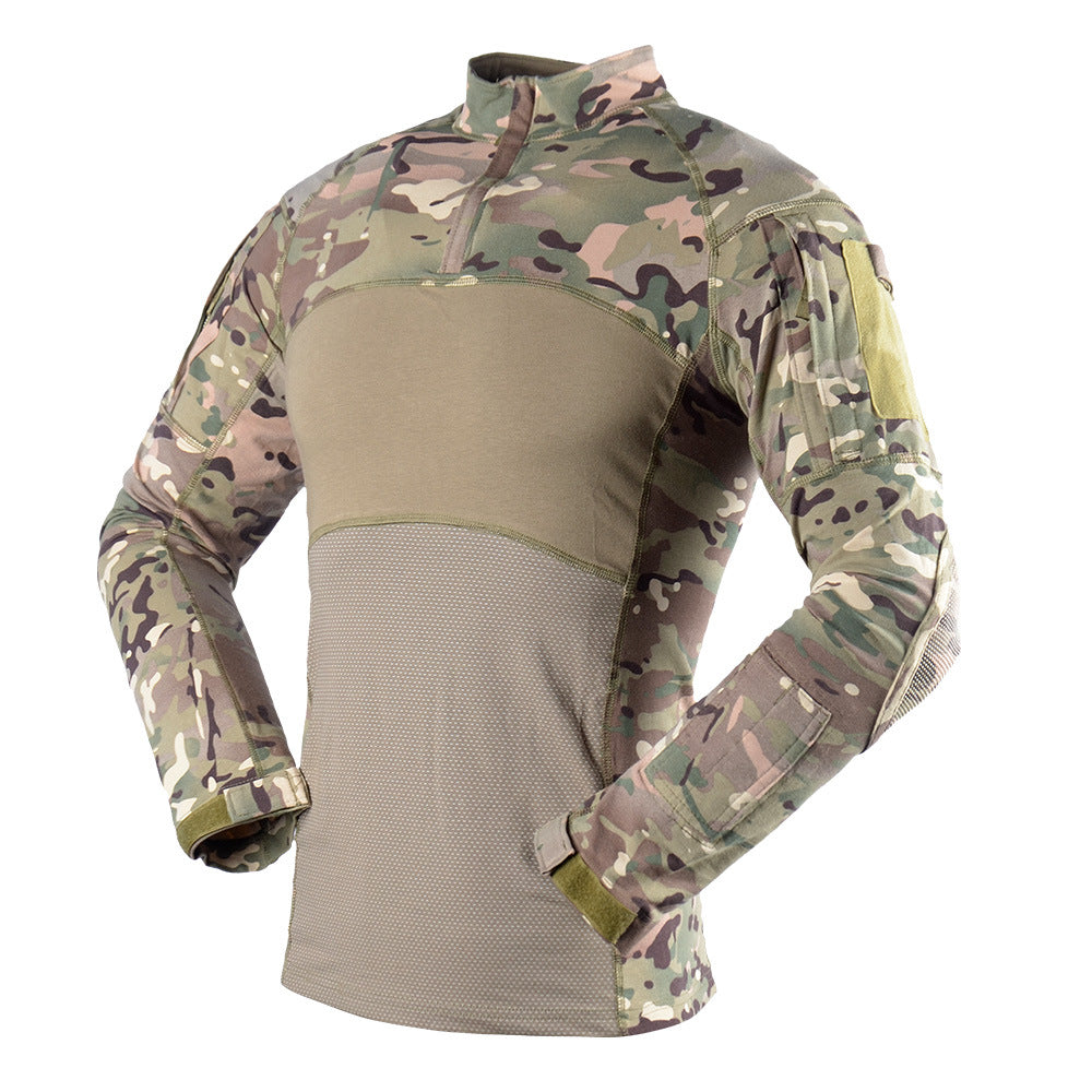 Camisa de combate tático militar masculina Camuflagem militar de manga longa