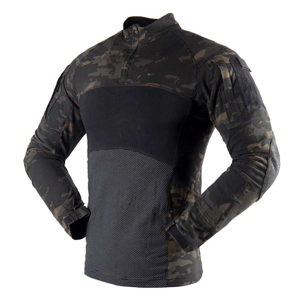 Camisa de combate tático militar masculina Camuflagem militar de manga longa