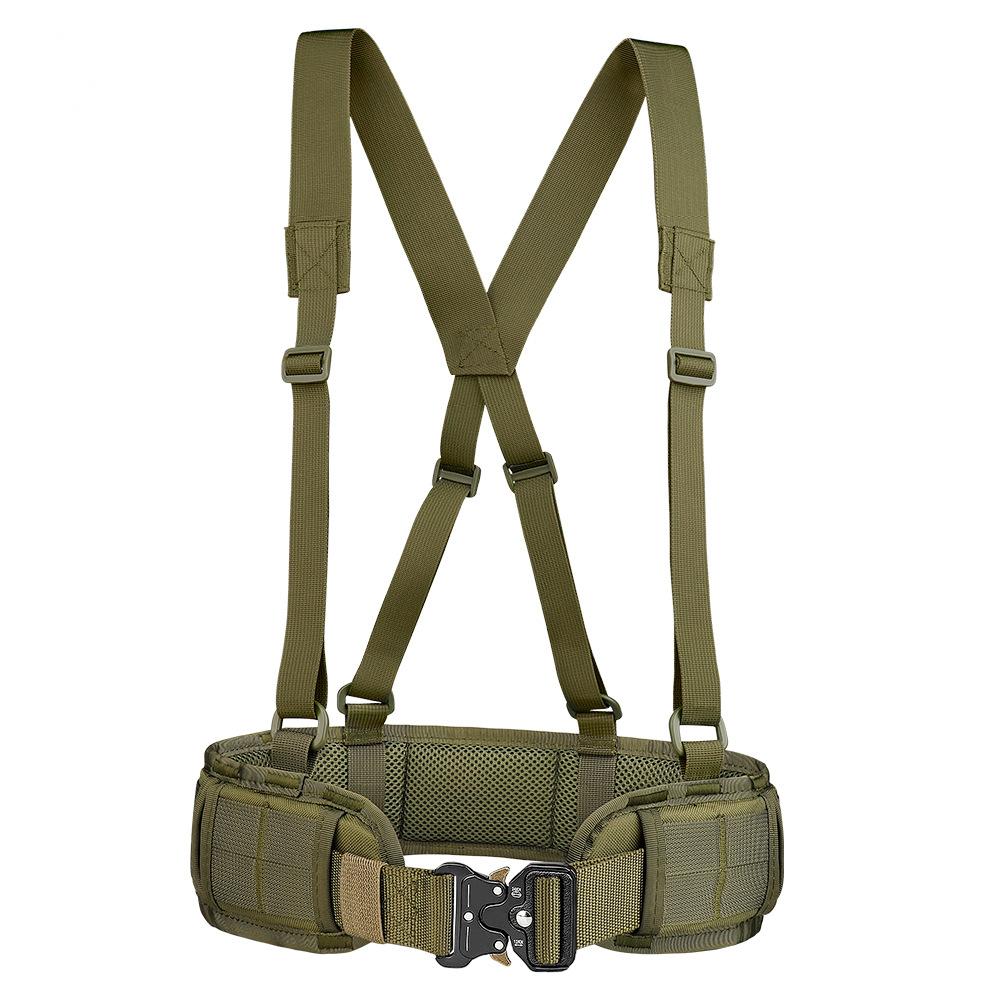 Alavanca de cinto tático com suspensórios em forma de X Alças livres Airsoft Combat acolchoado Molle Belt