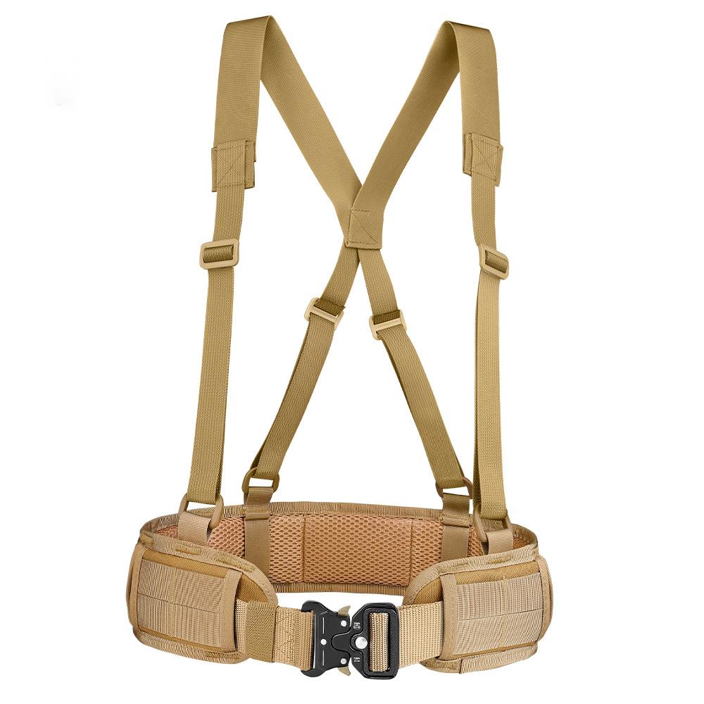 Alavanca de cinto tático com suspensórios em forma de X Alças livres Airsoft Combat acolchoado Molle Belt